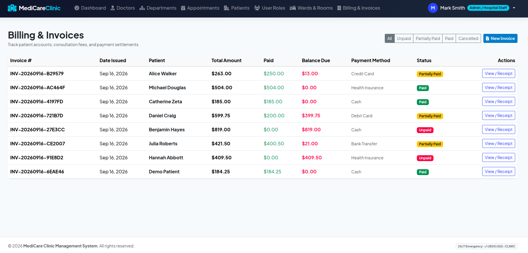 Billing Ledger Screenshot
